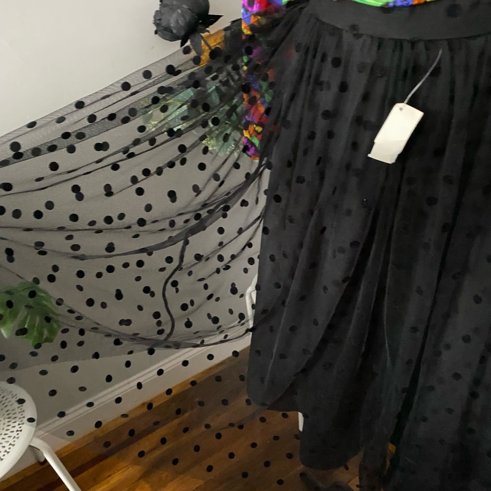 Black Polkadot Mesh overlay skater skirt